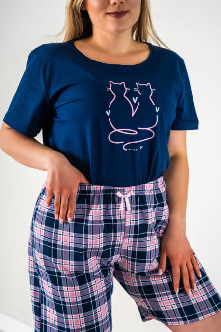 Piżama damska 2 KOTY krótki rękawek i szorty