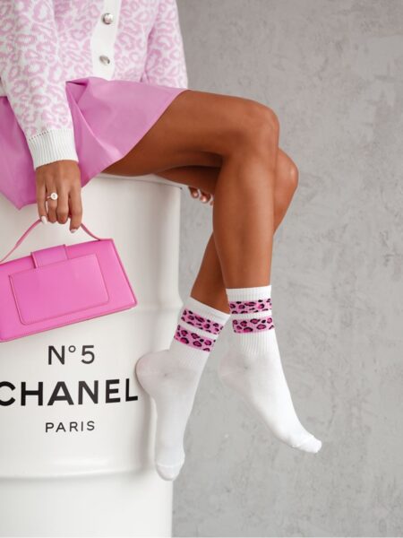 Skarpetki damskie Dwa cętkowane paski