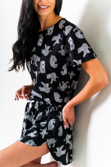 Piżama damska PANTERA czarna szorty