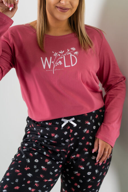 Piżama damska WILD długi rękaw i długie spodnie PLUS SIZE
