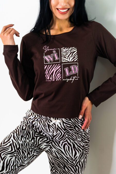 Piżama damska WILD długi rękaw i długie spodnie