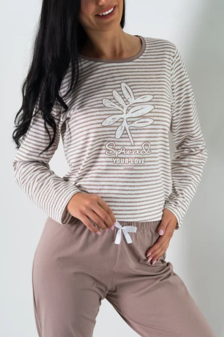 Piżama damska PASKI długi  rękaw i długie spodnie