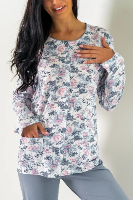 Piżama damska DMUCHAWCE rozpinana długi rękaw i długie spodnie