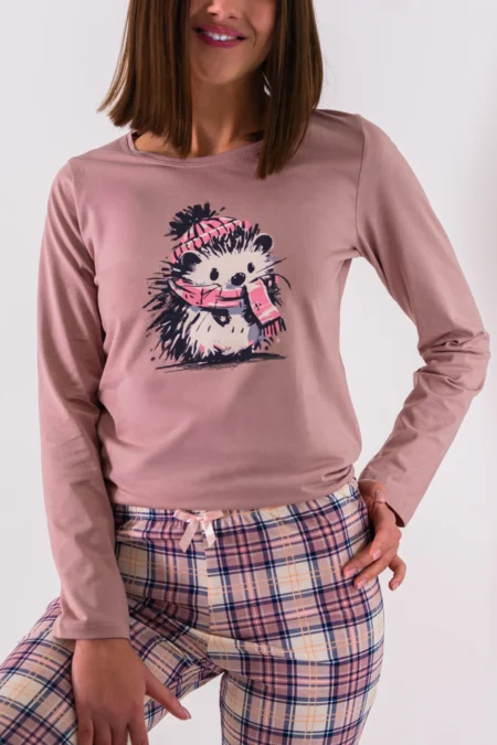 Piżama damska JEŻYK długi rękaw i długie spodnie