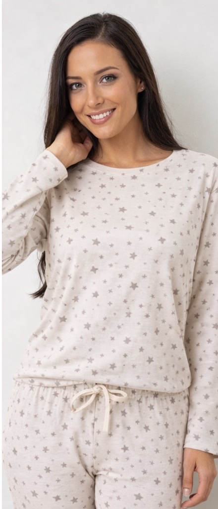 Piżama damska GWIAZDKI długi rękaw i długie spodnie